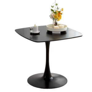 Black Square Pedestal Tulip Dining Table