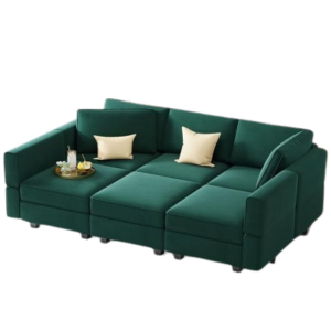 Modular Velvet Sectional Sofa With Storage Chaise