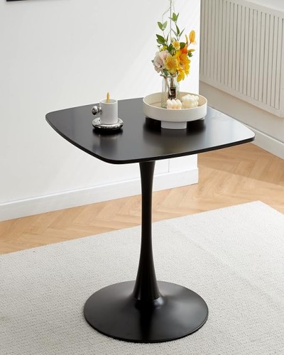 Black Square Pedestal Tulip Dining Table