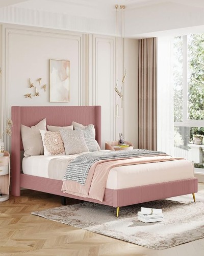 Bright Designs Corduroy Queen Platform Bed - Image 5