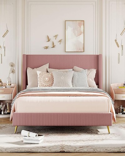 Bright Designs Corduroy Queen Platform Bed