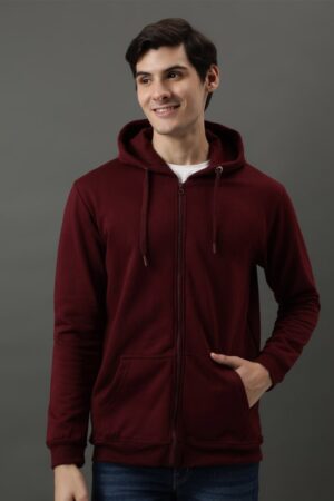 Hooded Cotton Front-Open Sweatshirt