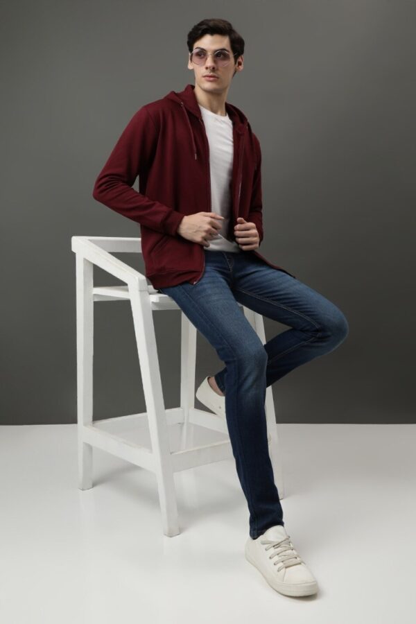 Hooded Cotton Front-Open Sweatshirt - Image 5