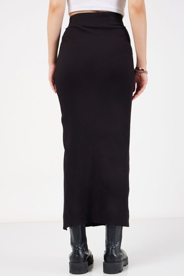 Ribbed Front Ruched Midi Skirt - Image 3