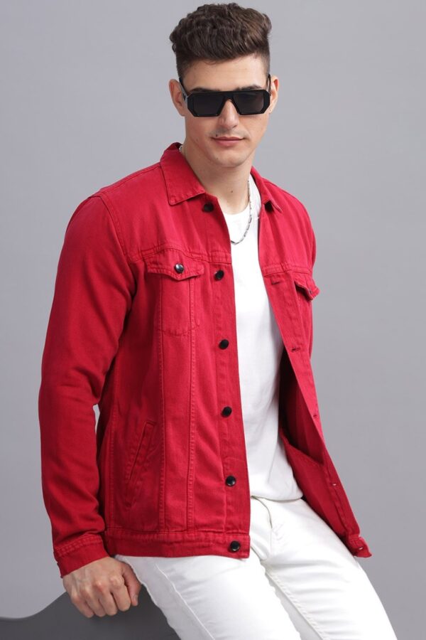 Spread Collar Denim Jacket - Image 5