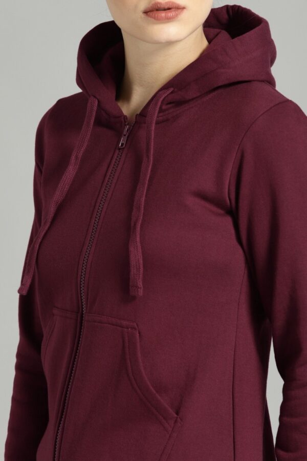 Women Solid Hooded Sweatshirt - Image 2