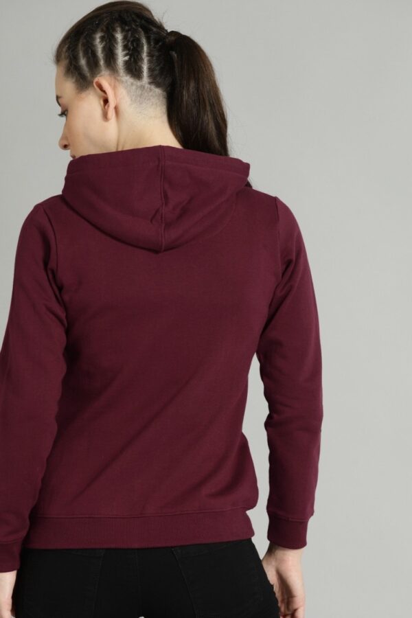 Women Solid Hooded Sweatshirt - Image 4