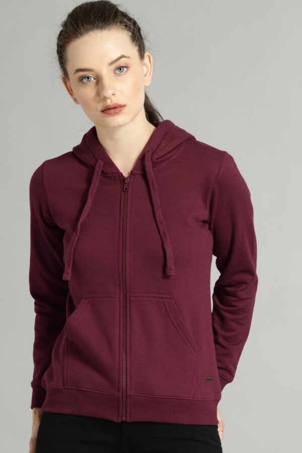Women Solid Hooded Sweatshirt