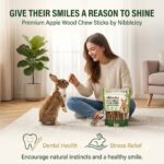 NibbleJoy Apple Wood Chew Sticks for Rabbits & Guinea Pigs – 10 oz