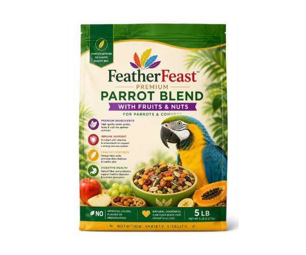 FeatherFeast Premium Parrot Blend with Fruits & Nuts – 5 lb