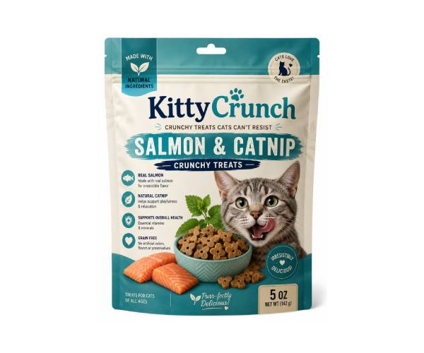 KittyCrunch Salmon & Catnip Crunchy Treats – 5 oz