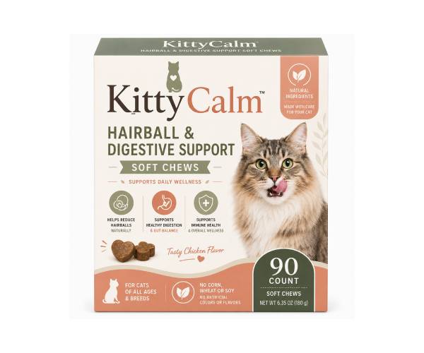 KittyCalm Hairball & Digestive Support Soft Chews – 90 Count
