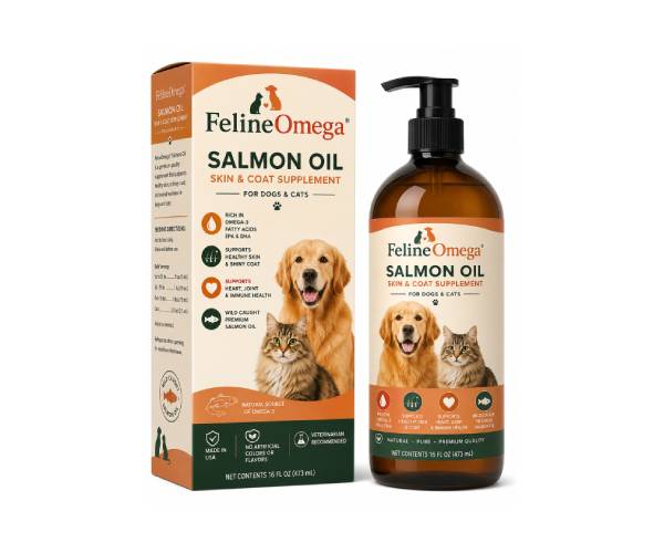 FelineOmega Salmon Oil Skin & Coat Supplement – 16 oz